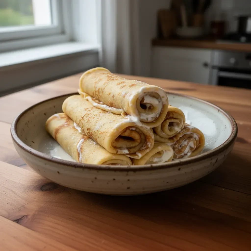 Crepes allo yogurt servite con frutta fresca e miele