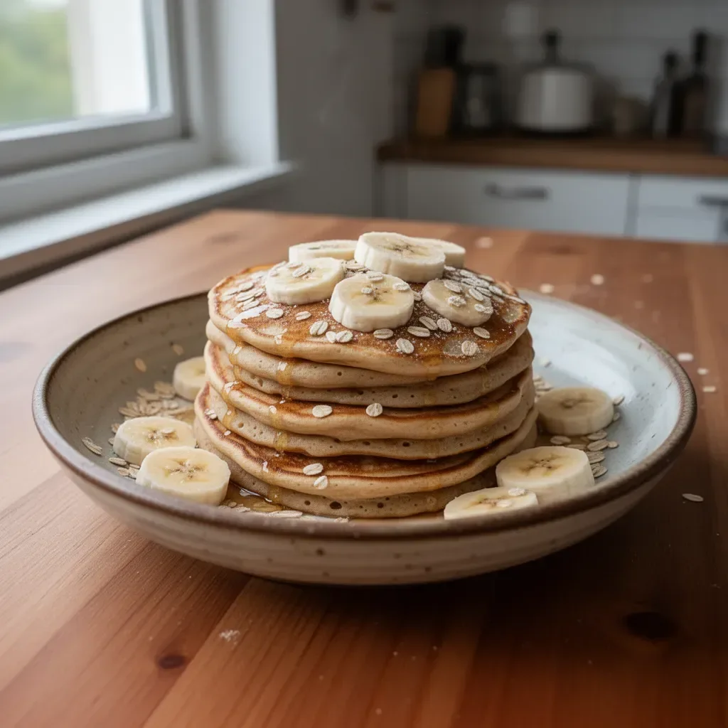 Crepes con banane e fiocchi d'avena servite su un piatto
