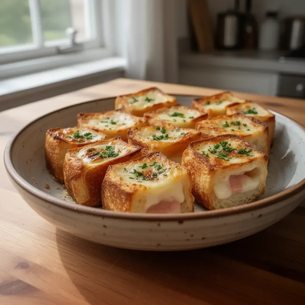 Mini Croque-Monsieur aperitivi serviti su un piatto elegante