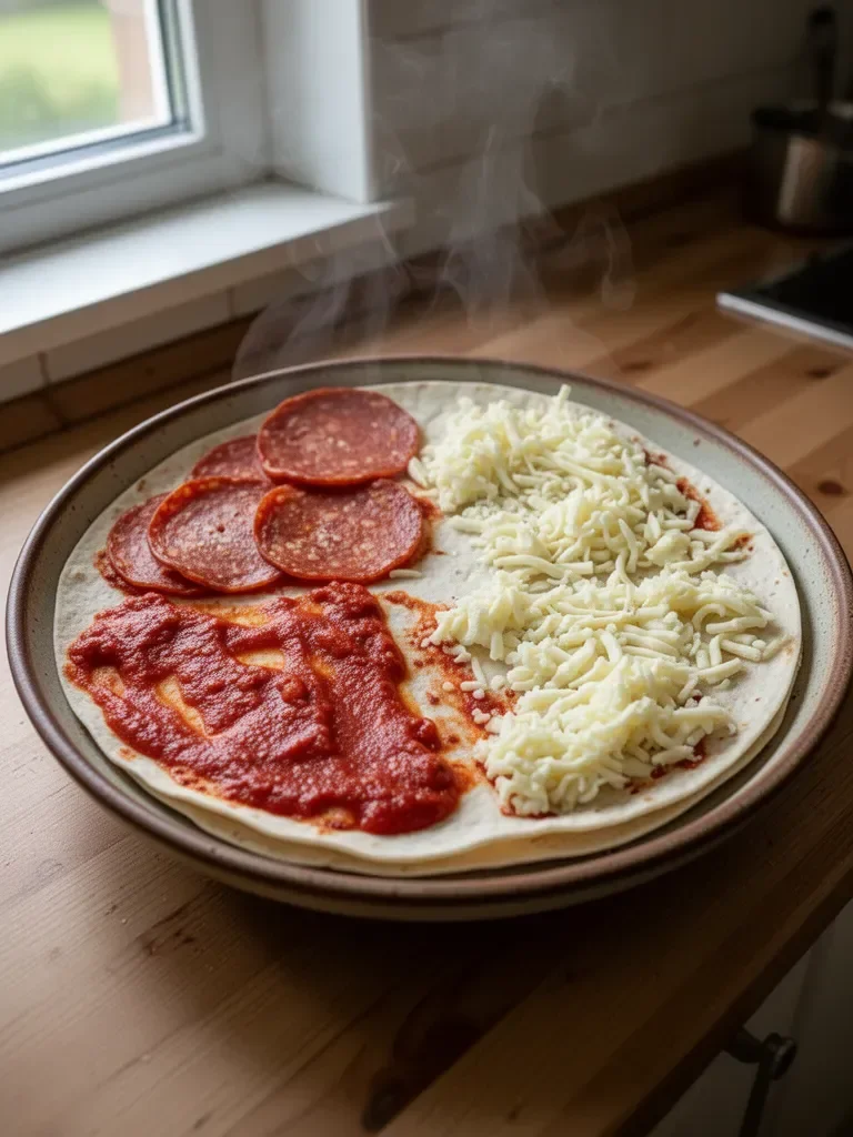 Pizza con tortilla avvolta