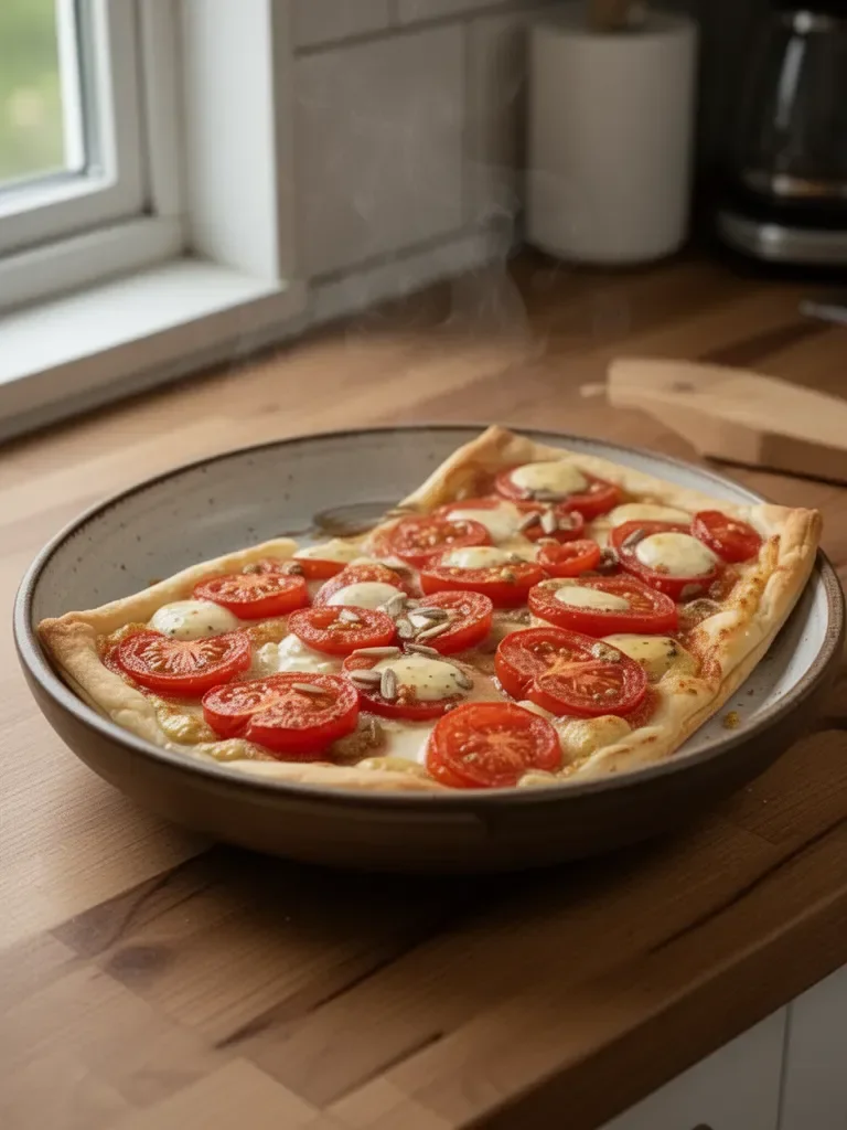 Tarte fine con pomodoro, mozzarella e senape