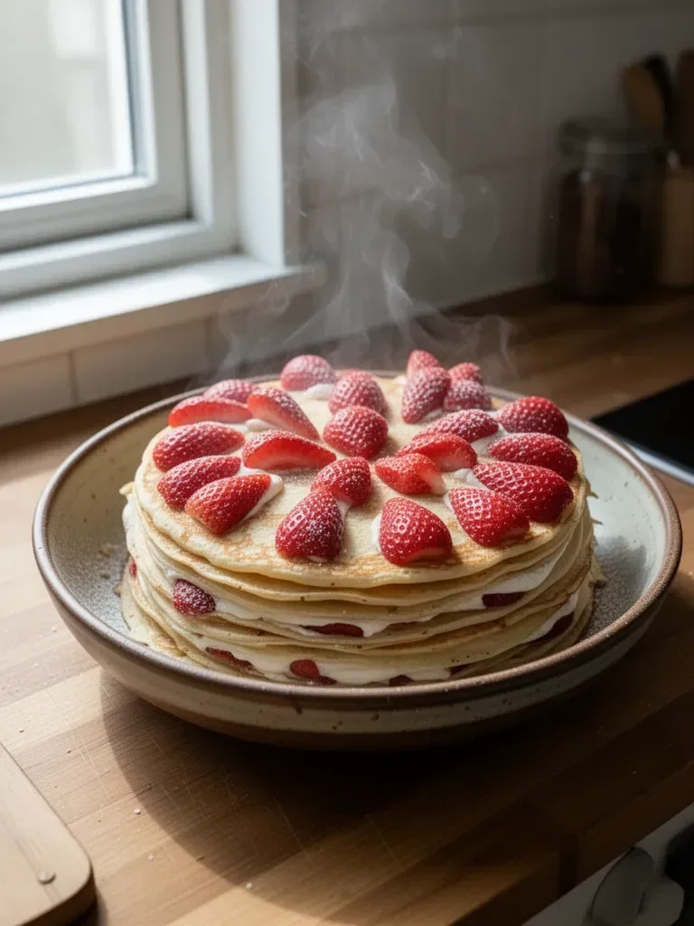 Torta di crêpes alle fragole