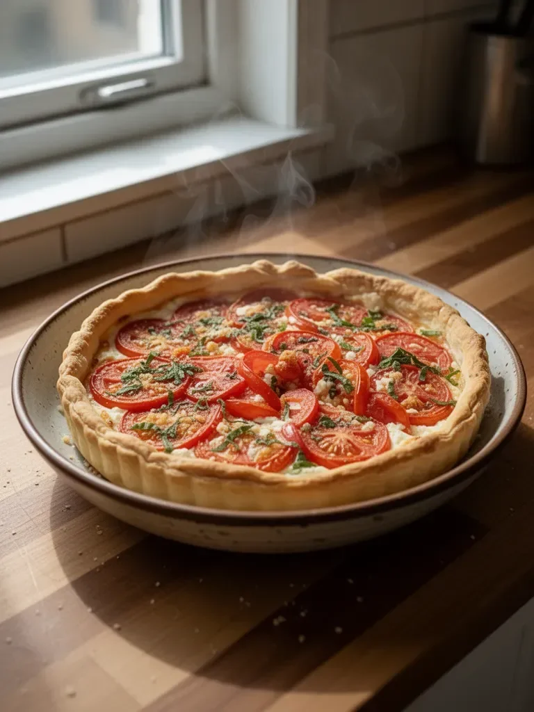 Torta di pomodori freschi e ricotta in pasta sfoglia