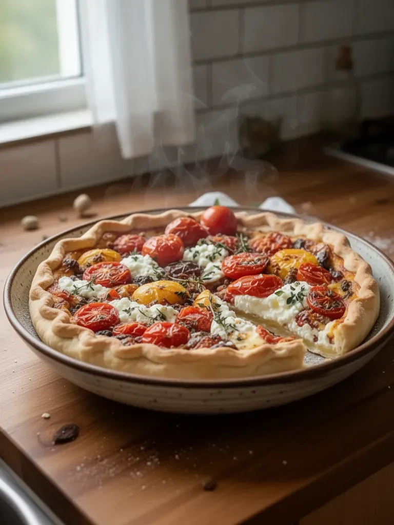 Torta rustica con pomodori e ricotta