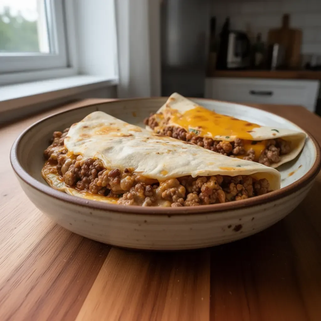 Wraps di carne macinata e cheddar pronti da gustare